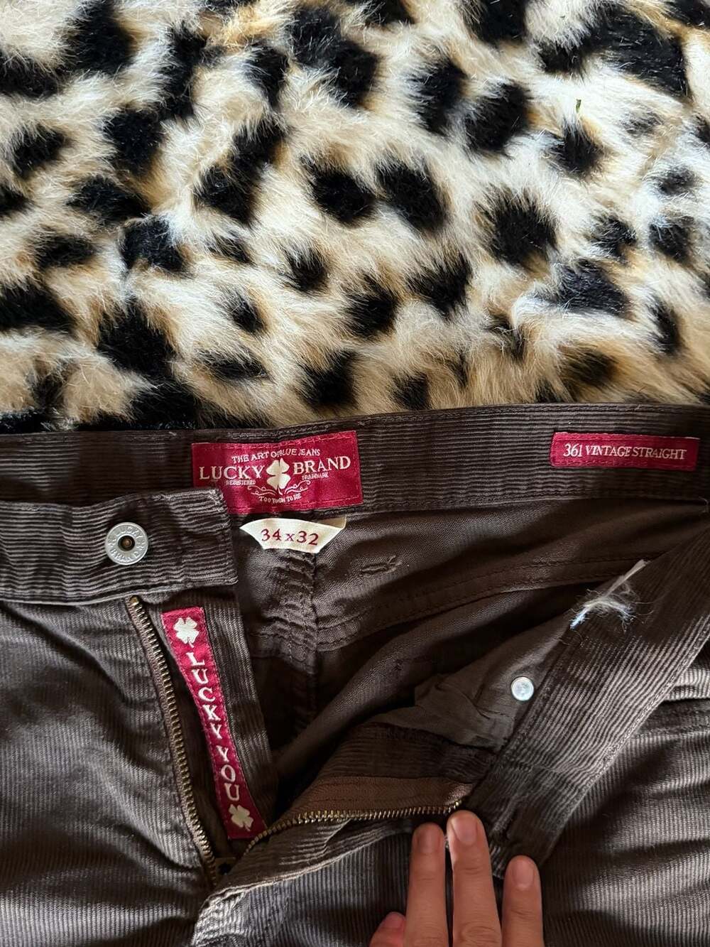 Lucky Brand 361 Vintage Straight Brown Corduroy Pants 34x32